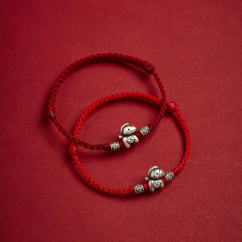 Braccialetto di protezione intrecciato in argento sterling 999 Buddha Stones, Anno del Cavallo - Image 15