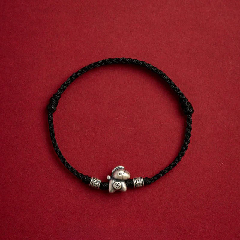 Braccialetto di protezione intrecciato in argento sterling 999 Buddha Stones, Anno del Cavallo - Image 16