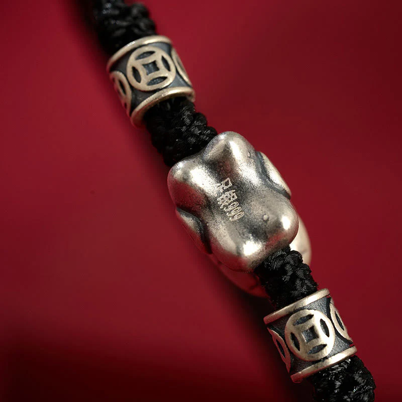 Braccialetto di protezione intrecciato in argento sterling 999 Buddha Stones, Anno del Cavallo - Image 17