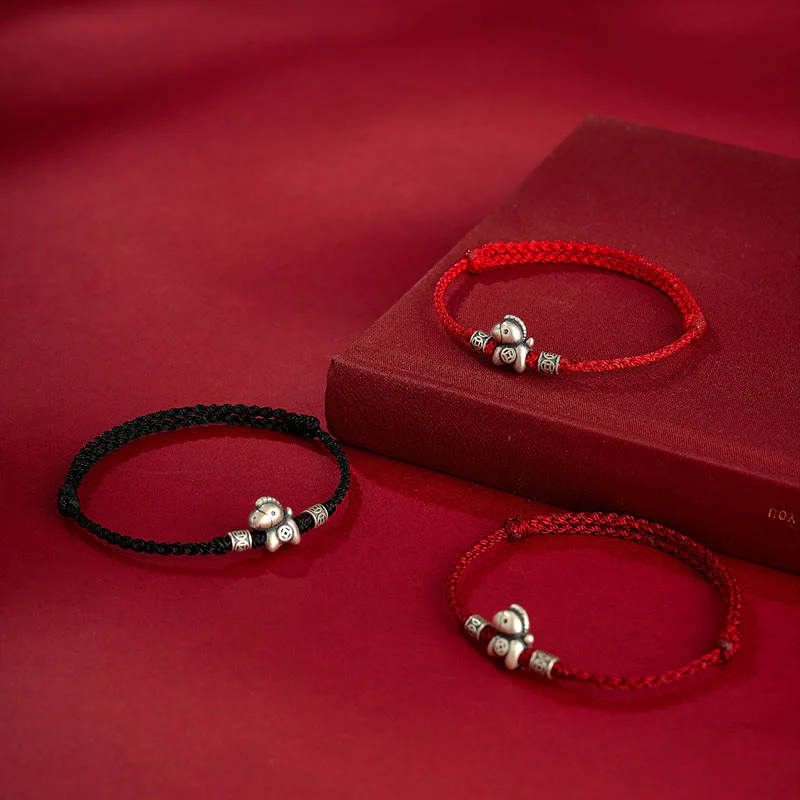 Braccialetto di protezione intrecciato in argento sterling 999 Buddha Stones, Anno del Cavallo - Image 18