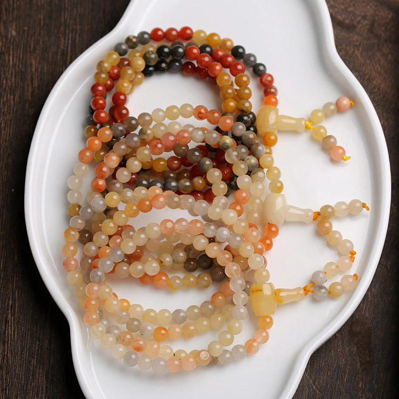 Braccialetto di protezione Mala in agata rossa naturale Buddha Stones 108 perle - Image 3