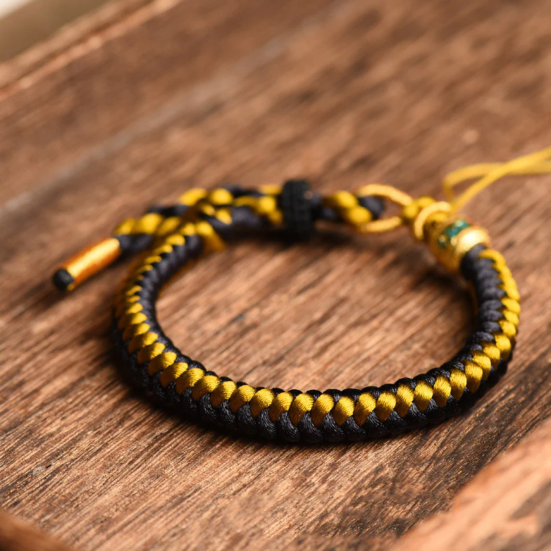 Braccialetto di purezza Om Mani Padme Hum in corda di scaglie di drago in oro nero tibetano fatto a mano con Buddha Stones - Image 4