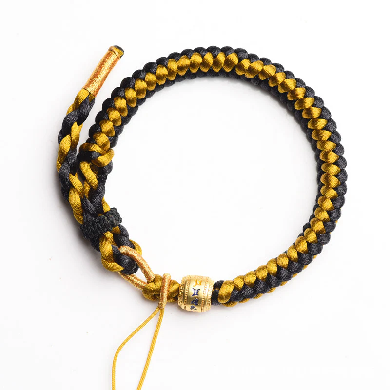 Braccialetto di purezza Om Mani Padme Hum in corda di scaglie di drago in oro nero tibetano fatto a mano con Buddha Stones - Image 7
