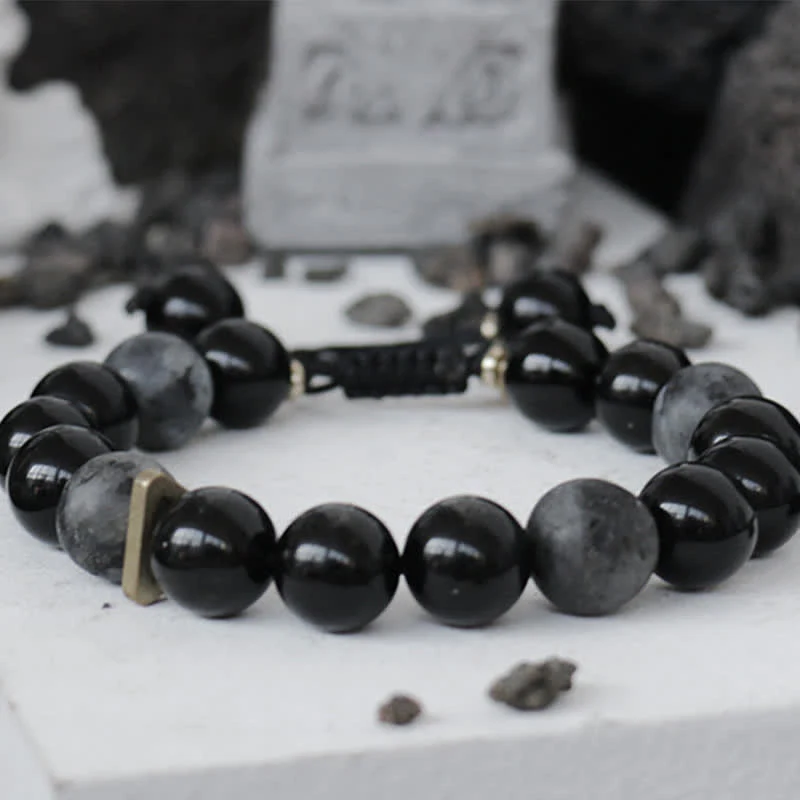 Braccialetto di purificazione con pietra glitterata nera e ossidiana nera - Image 11