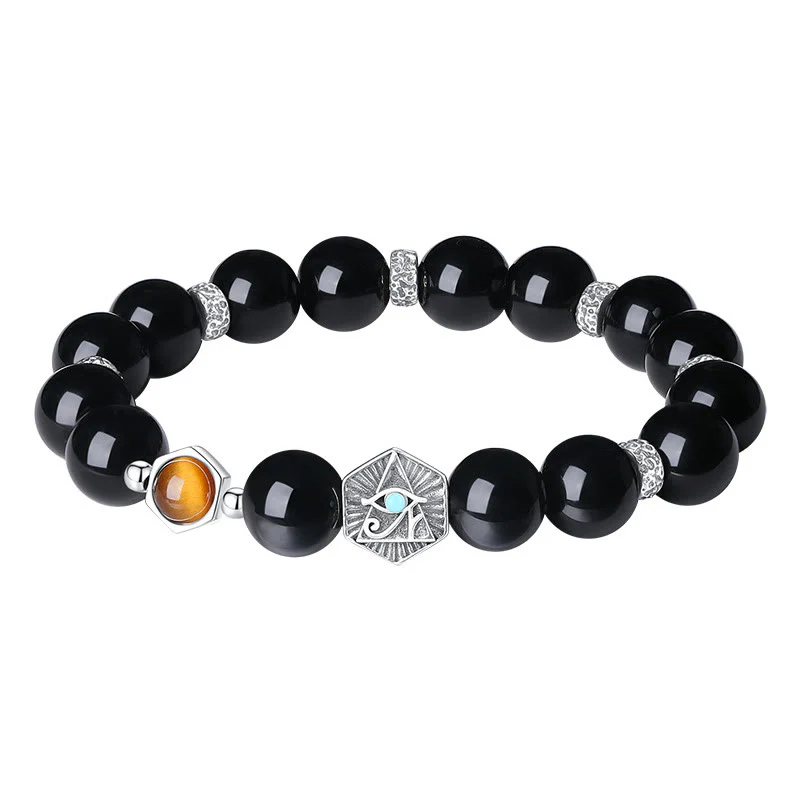 Braccialetto di purificazione Occhio di Tigre Occhio della Provvidenza in Argento Sterling 925 Buddha Stones - Image 12