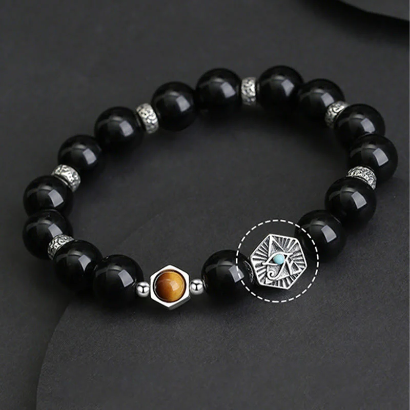 Braccialetto di purificazione Occhio di Tigre Occhio della Provvidenza in Argento Sterling 925 Buddha Stones - Image 7