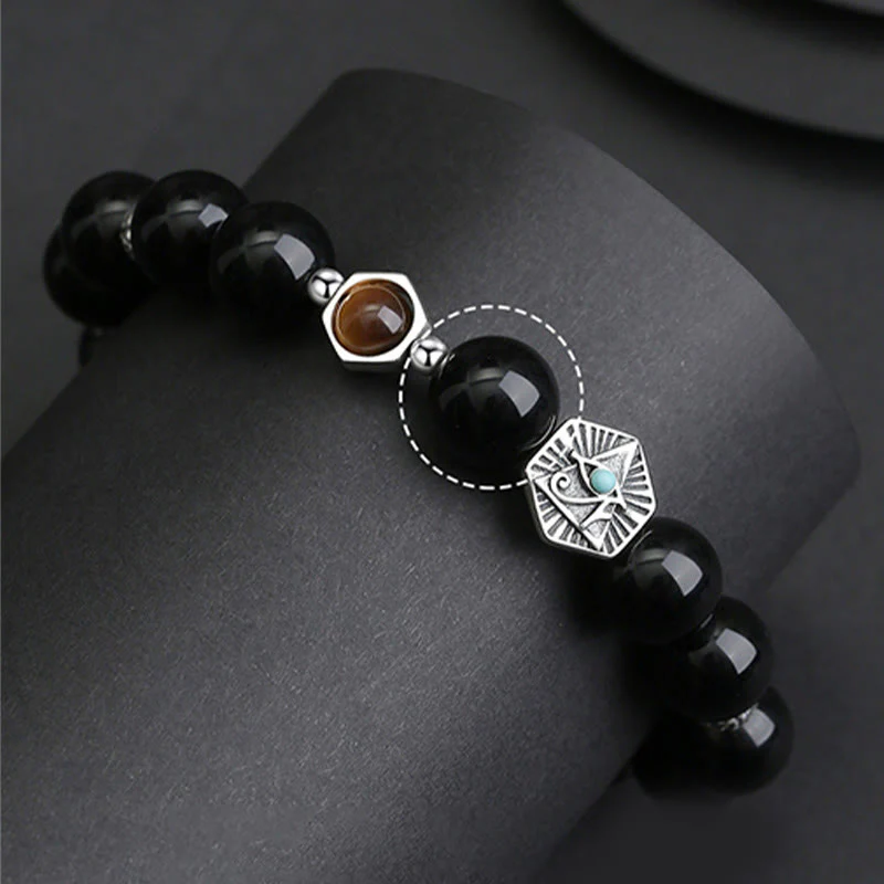 Braccialetto di purificazione Occhio di Tigre Occhio della Provvidenza in Argento Sterling 925 Buddha Stones - Image 8