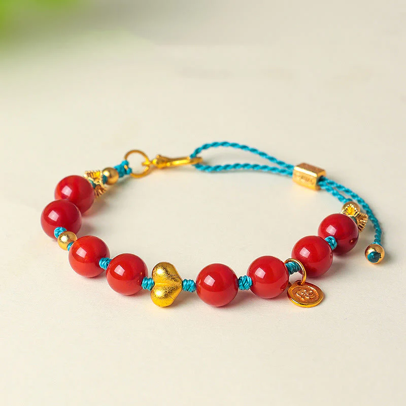 Braccialetto di successo con cordino intrecciato a forma di cuore in agata rossa del sud da 8 mm Buddha Stones - Image 3