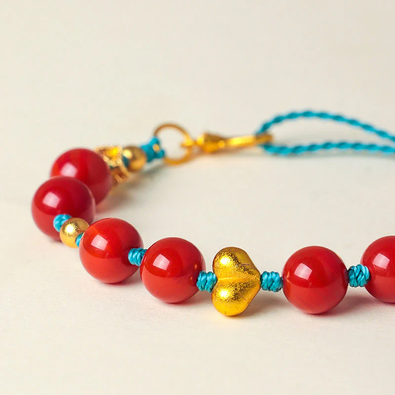 Braccialetto di successo con cordino intrecciato a forma di cuore in agata rossa del sud da 8 mm Buddha Stones - Image 8