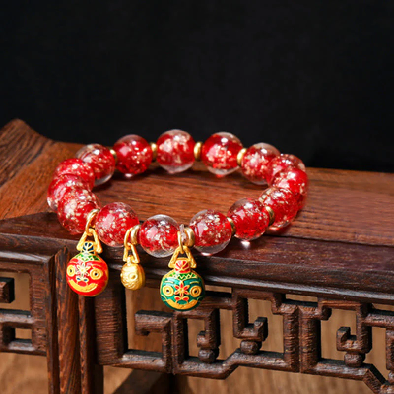 Braccialetto di successo con perline di vetro fluorescente luminoso Liuli, ciondolo famiglia bestia che deglutisce Buddha Stones - Image 12