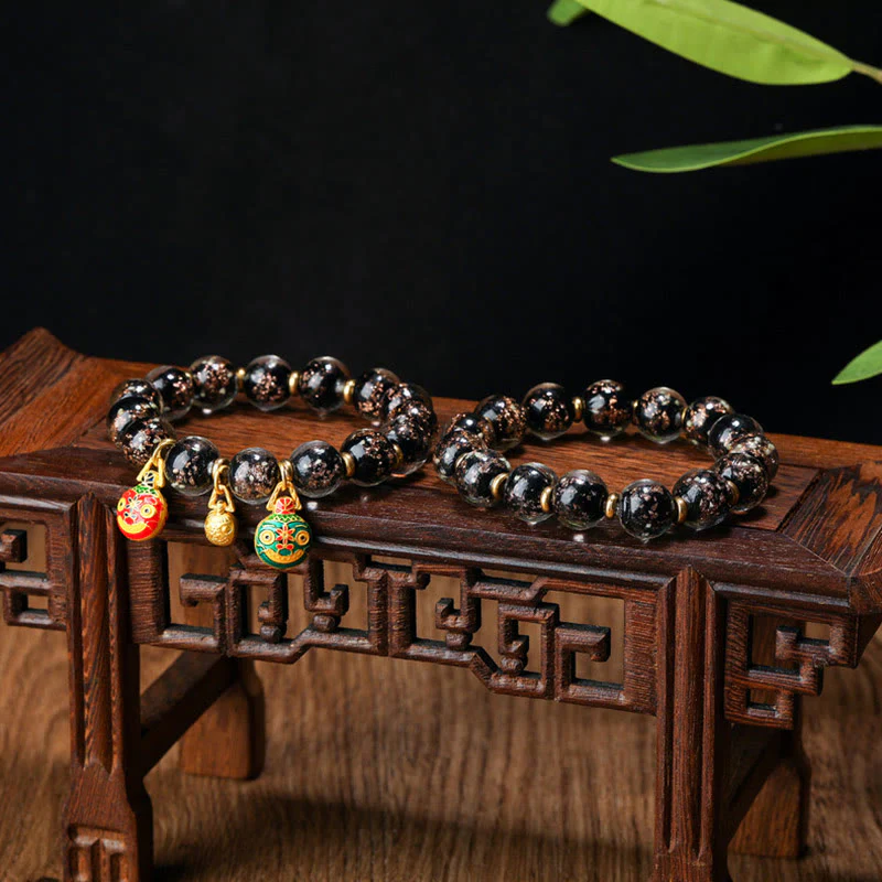 Braccialetto di successo con perline di vetro fluorescente luminoso Liuli, ciondolo famiglia bestia che deglutisce Buddha Stones - Image 25