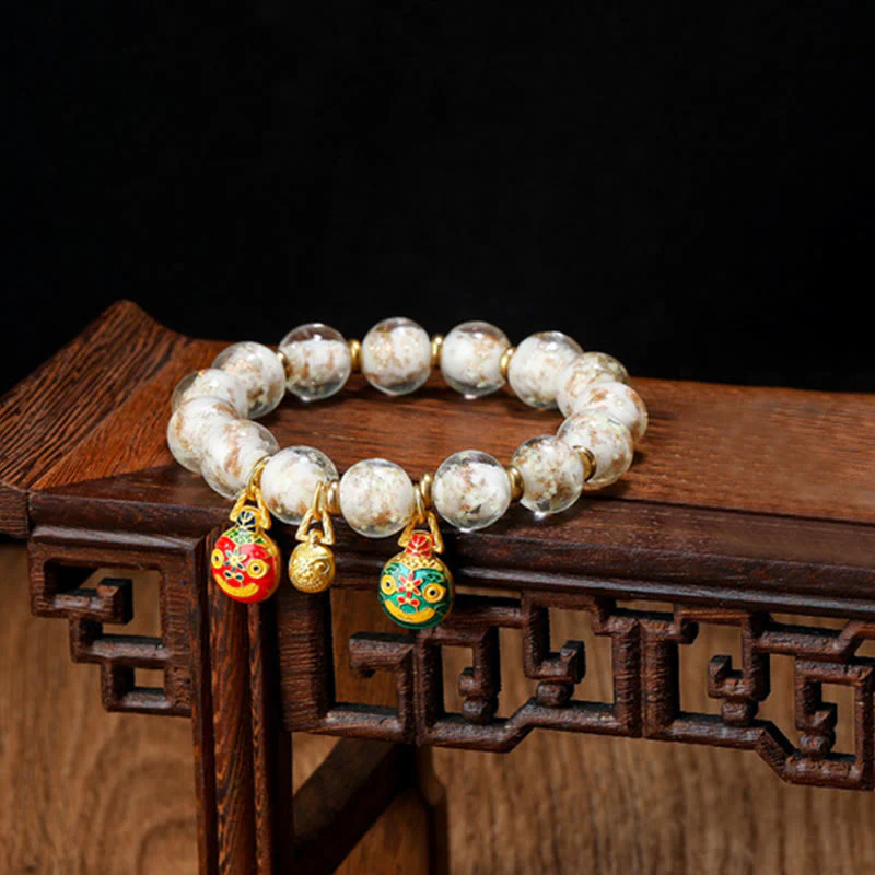 Braccialetto di successo con perline di vetro fluorescente luminoso Liuli, ciondolo famiglia bestia che deglutisce Buddha Stones - Image 6