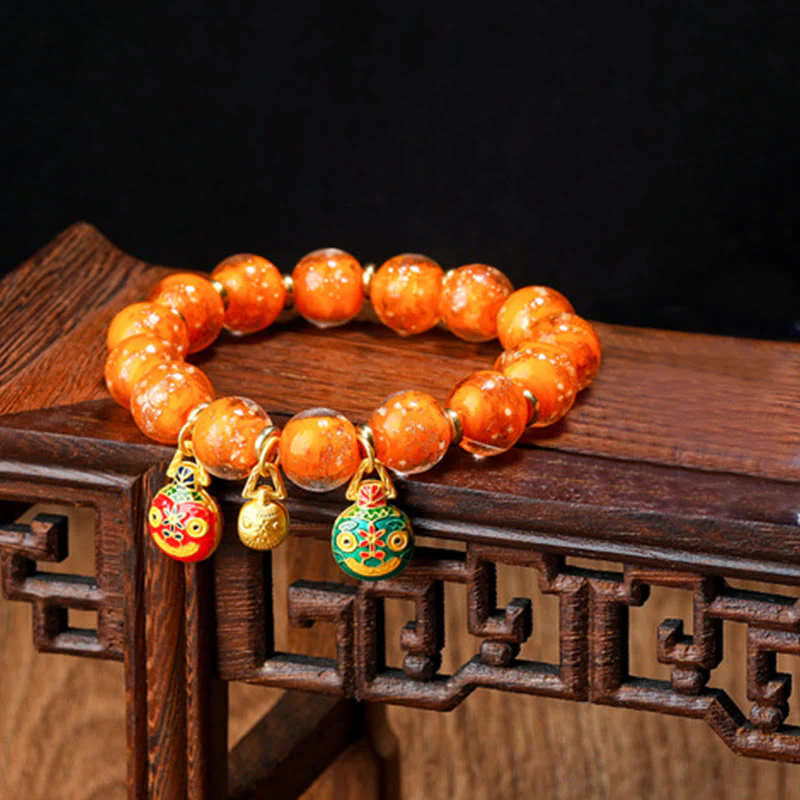 Braccialetto di successo con perline di vetro fluorescente luminoso Liuli, ciondolo famiglia bestia che deglutisce Buddha Stones - Image 9