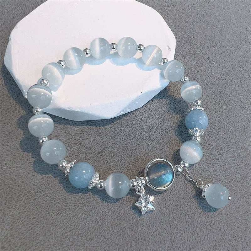 Braccialetto di supporto con ciondolo a forma di stella a forma di farfalla, pietra di luna e occhio di gatto Buddha Stones - Image 10