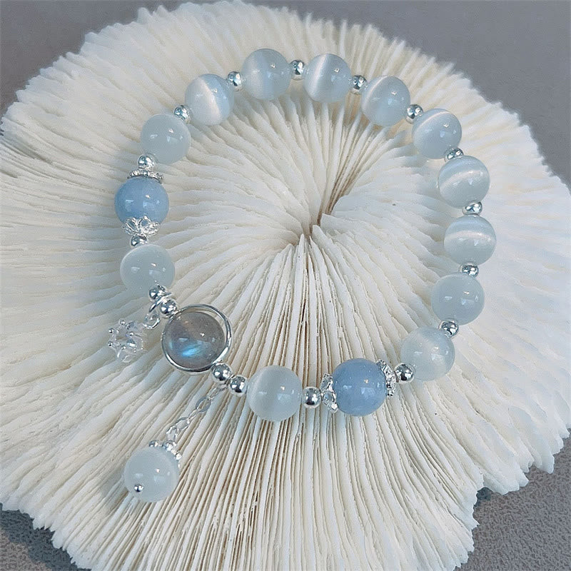 Braccialetto di supporto con ciondolo a forma di stella a forma di farfalla, pietra di luna e occhio di gatto Buddha Stones - Image 12