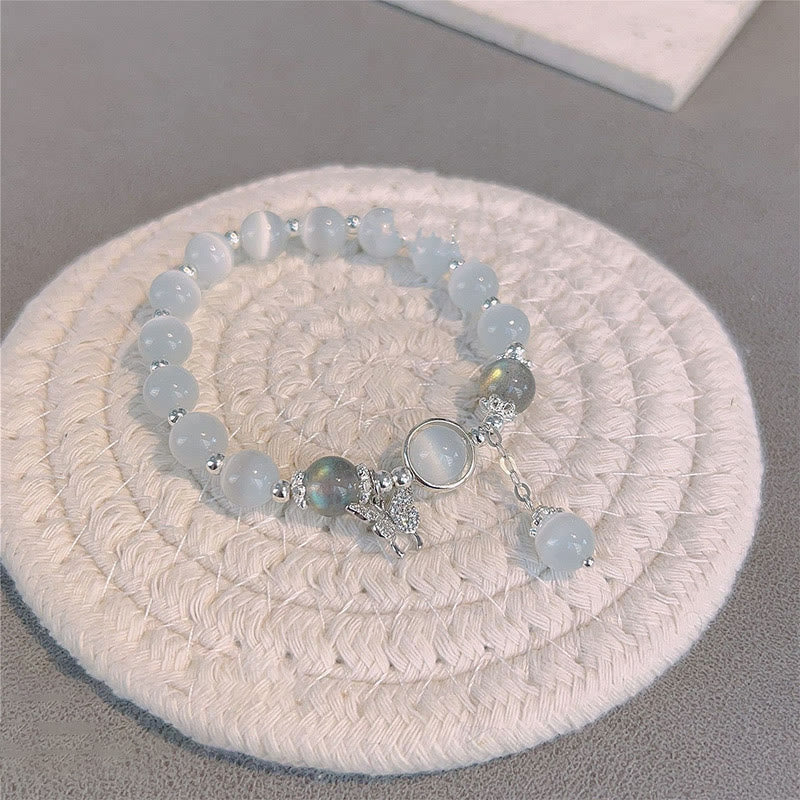 Braccialetto di supporto con ciondolo a forma di stella a forma di farfalla, pietra di luna e occhio di gatto Buddha Stones - Image 6
