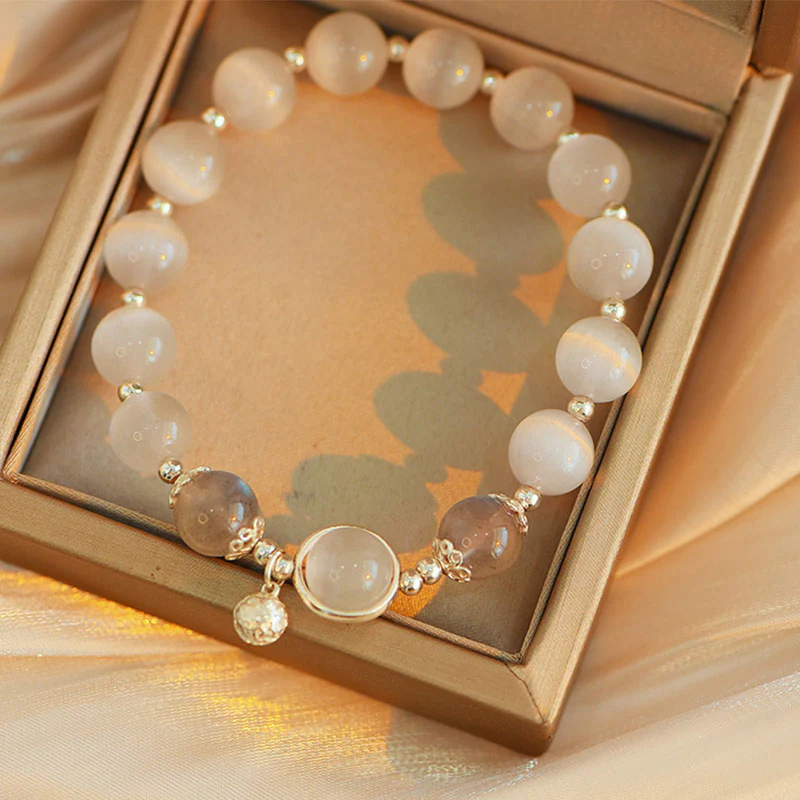 Braccialetto di supporto dell'amore con pietra di luna e occhio di gatto in argento sterling 925 Buddha Stones - Image 9