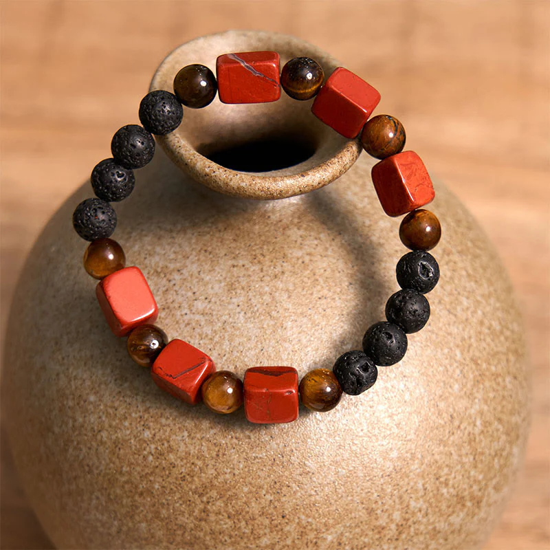 Braccialetto di supporto in pietra lavica con vari cristalli Buddha Stones - Image 32