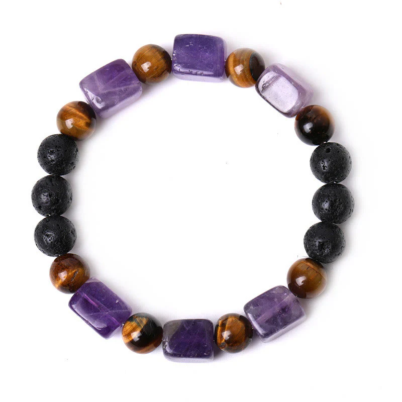 Braccialetto di supporto in pietra lavica con vari cristalli Buddha Stones - Image 74