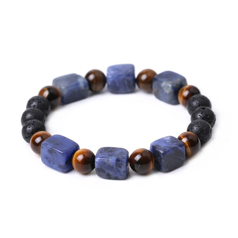 Braccialetto di supporto in pietra lavica con vari cristalli Buddha Stones - Image 76