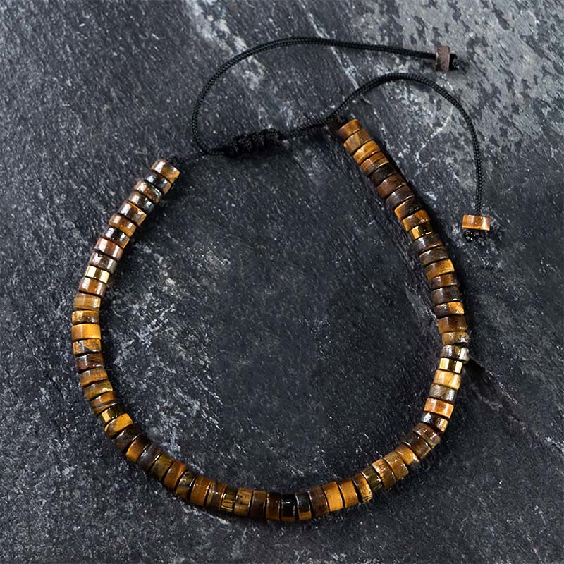 Braccialetto di perline distanziatrici in occhio di tigre naturale Buddha Stones