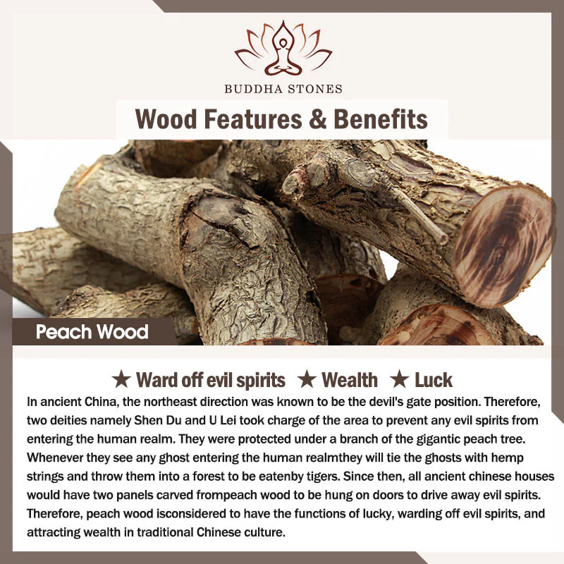 Braccialetto doppio giro Buddha Stones Bodhi Seed Peach Wood Lotus Wealth - Image 7