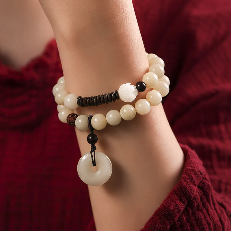 Braccialetto doppio giro Buddha Stones Bodhi Seed Sandalo verde Lotus Peace Buckle Harmony - Image 8