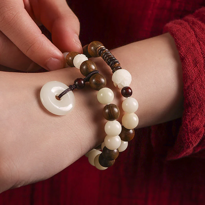 Braccialetto doppio giro Buddha Stones Bodhi Seed Sandalo verde Lotus Peace Buckle Harmony - Image 9