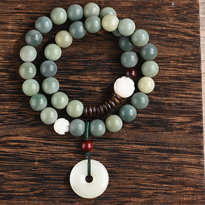 Braccialetto doppio giro Buddha Stones Cyan Bodhi Seed Lotus Jade Peace Buckle Wisdom - Image 14