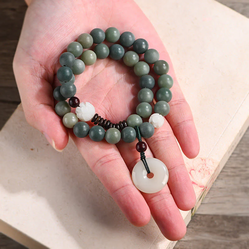 Braccialetto doppio giro Buddha Stones Cyan Bodhi Seed Lotus Jade Peace Buckle Wisdom - Image 4
