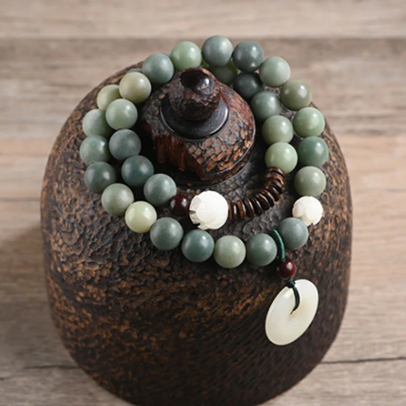 Braccialetto doppio giro Buddha Stones Cyan Bodhi Seed Lotus Jade Peace Buckle Wisdom - Image 7