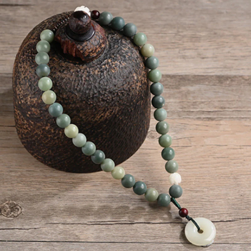 Braccialetto doppio giro Buddha Stones Cyan Bodhi Seed Lotus Jade Peace Buckle Wisdom - Image 8