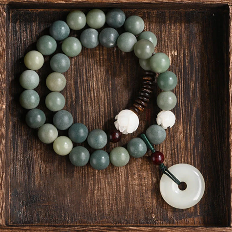 Braccialetto doppio giro Buddha Stones Cyan Bodhi Seed Lotus Jade Peace Buckle Wisdom - Image 9