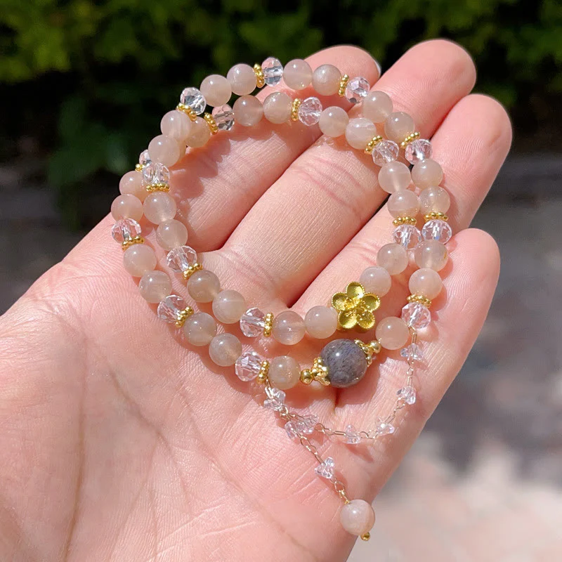 Braccialetto doppio giro Buddha Stones Sun Stone Crystal Peach Blossom Wealth - Image 9