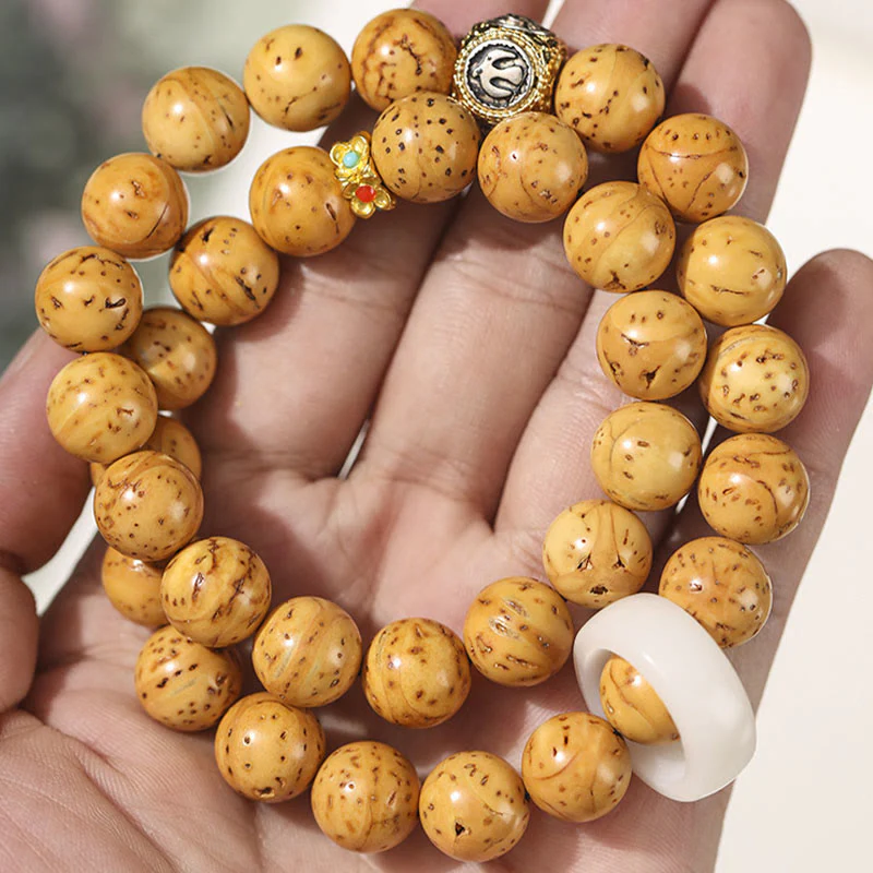 Braccialetto doppio giro Buddha Stones Tibetano Naturale Viola Oro Ratto Bodhi Seed Ricchezza - Image 10