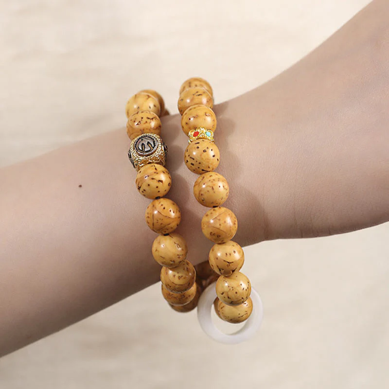 Braccialetto doppio giro Buddha Stones Tibetano Naturale Viola Oro Ratto Bodhi Seed Ricchezza - Image 11