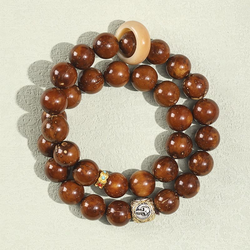 Braccialetto doppio giro Buddha Stones Tibetano Naturale Viola Oro Ratto Bodhi Seed Ricchezza - Image 2