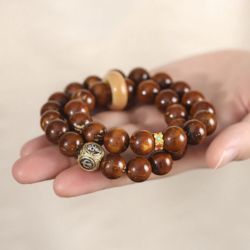 Braccialetto doppio giro Buddha Stones Tibetano Naturale Viola Oro Ratto Bodhi Seed Ricchezza - Image 5