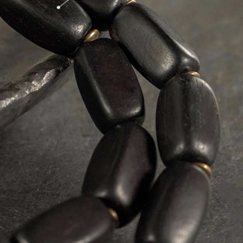 Braccialetto doppio giro in rame con perline di legno di Buddha Stones del Tibet Dzi - Image 12