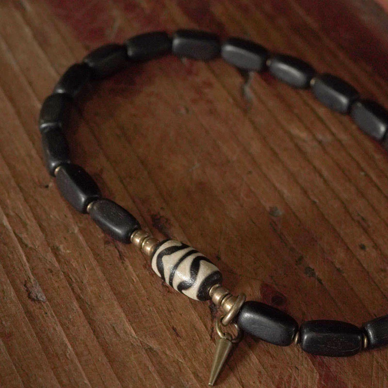 Braccialetto doppio giro in rame con perline di legno di Buddha Stones del Tibet Dzi - Image 13