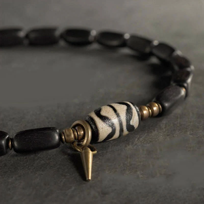 Braccialetto doppio giro in rame con perline di legno di Buddha Stones del Tibet Dzi - Image 14
