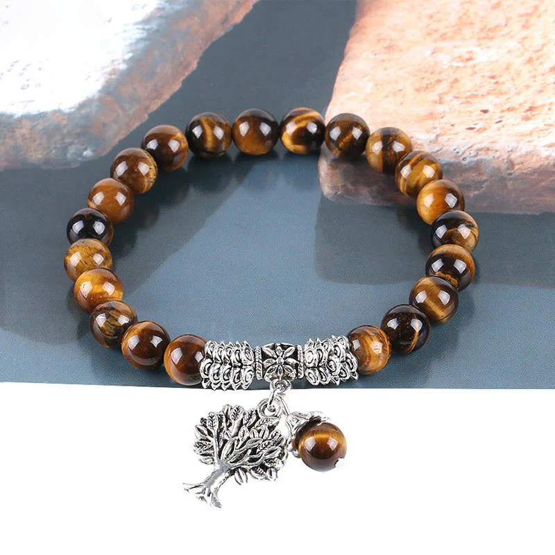 Braccialetto elastico portafortuna con albero della vita in pietra preziosa naturale Buddha Stones - Image 23