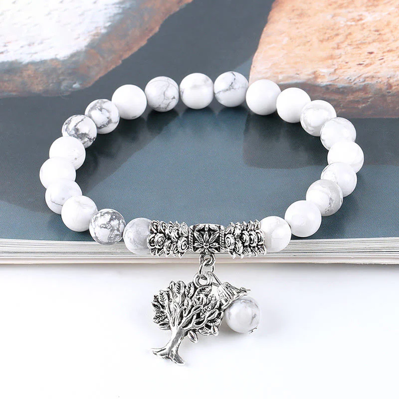Braccialetto elastico portafortuna con albero della vita in pietra preziosa naturale Buddha Stones - Image 36