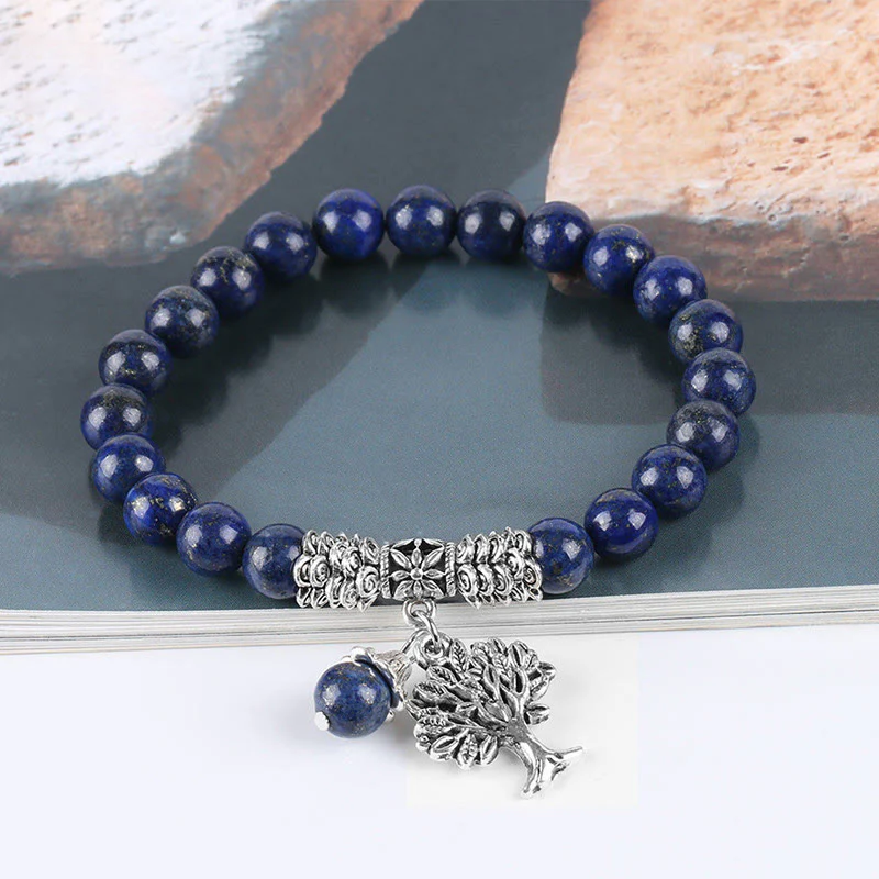 Braccialetto elastico portafortuna con albero della vita in pietra preziosa naturale Buddha Stones - Image 50