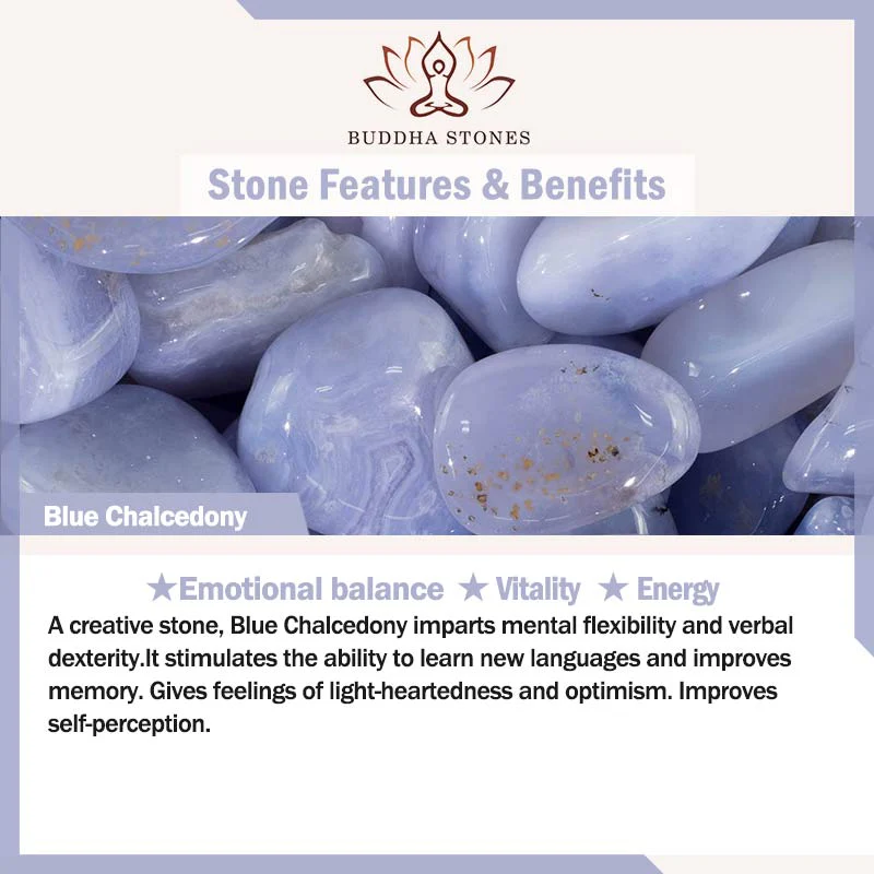 Braccialetto energetico Buddha Stones Blue Chalcedony Emotional Balance - Image 7