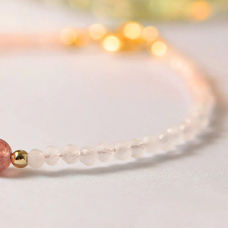 Braccialetto energetico curativo con perline ultrasottili in quarzo rosa, granato e quarzo fragola Buddha Stones da 2 mm - Image 11
