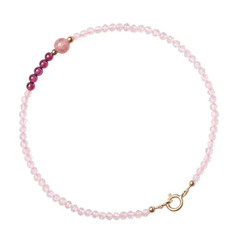 Braccialetto energetico curativo con perline ultrasottili in quarzo rosa, granato e quarzo fragola Buddha Stones da 2 mm - Image 14