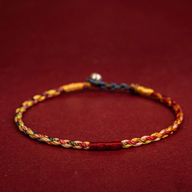 Braccialetto fatto a mano Buddha Stones con filo a cinque colori, per coppie di bambini e adulti
