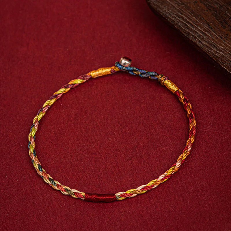 Braccialetto fatto a mano Buddha Stones con filo a cinque colori, per coppie di bambini e adulti - Image 5