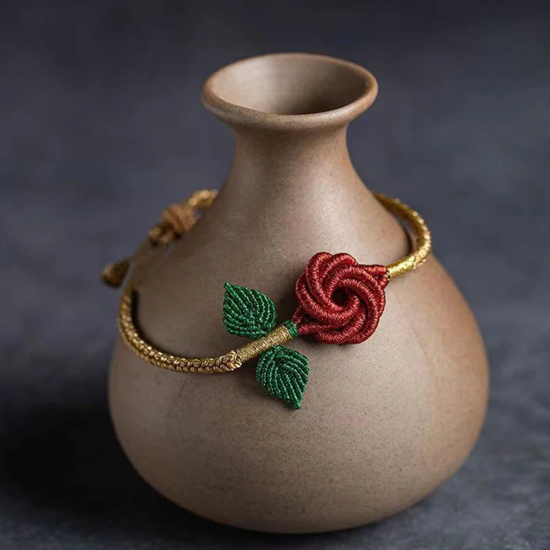 Braccialetto fatto a mano con nodo della pace , Buddha Stones, fiore di rosa, corda a otto fili, fortuna - Image 7